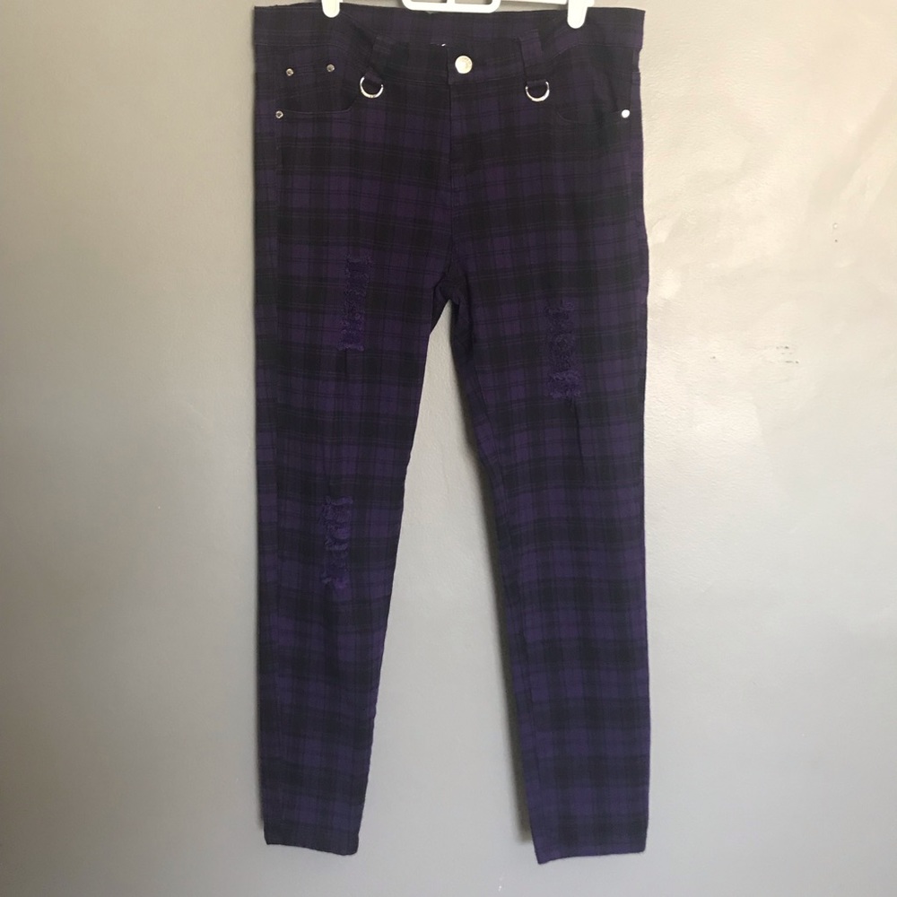 Banned Apparel plaid distressed punk style pants